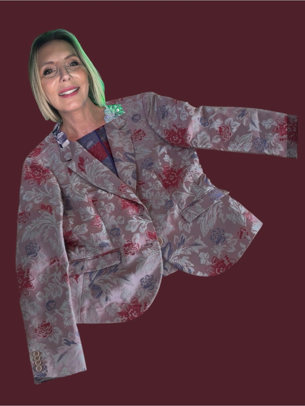 Etro Pink Floral Jacquard Blazer